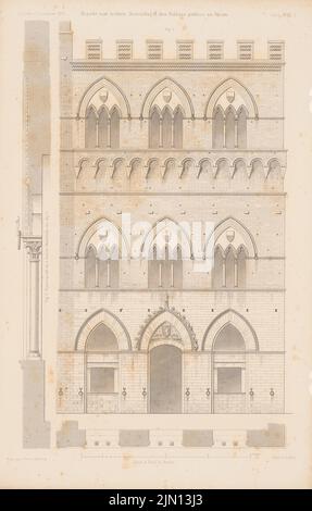 Giese Ernst (1832-1903), Palazzo Pubblico, Sienne. (De : Atlas to the magazine for Building, éd. V. G. Erbkam, né le 11, 1861.) Spielebg (1861-1861) : vue, façade coupée horizontalement, aile droite verticale. Couture sur papier, 45,1 x 28,7 cm (y compris les bords de numérisation) Giese Ernst (1832-1903): Palazzo Pubblico, Sienne. (AUS: Atlas zur Zeitschrift für Bauwesen, hrsg. V. G. Erbkam, JG. 11, 1861) Spielebg Banque D'Images
