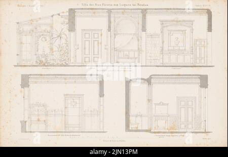 Schadow Albert Dietrich (1797-1869), Villa Liegnitz, Potsdam. (De : Atlas au magazine for Building, éd. V. G. Erbkam, JG. 11, 1861.) (1861-1861): coupes. Point sur papier, 29,3 x 45,5 cm (y compris les bords de balayage) Schadow Albert Dietrich (1797-1869): Villa Liegnitz, Potsdam. (AUS: Atlas zur Zeitschrift für Bauwesen, hrsg. V. G. Erbkam, JG. 11, 1861) Banque D'Images