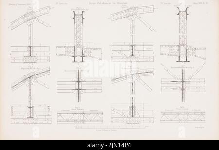 Johann Wilhelm (1823-1894), Oderbrücke court et long, Wroclaw. (De : Atlas to the magazine for Building, éd. V. G. Erbkam, né le 18, 1869.) (1868-1868): Détails de construction en fer court ou pont. Couture sur papier, 28,2 x 44,2 cm (y compris les bords de balayage) Schwedler Johann Wilhelm (1823-1894): Kurze und Lange Oderbrücke, Breslau. (AUS: Atlas zur Zeitschrift für Bauwesen, hrsg. V. G. Erbkam, JG. 18, 1868) Banque D'Images