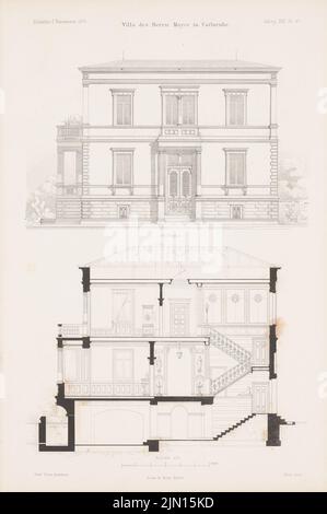 Durm Joseph (1837-1919), Villa de M. Mayer, Karlsruhe. (De : Atlas au magazine for Building, éd. V. G. Erbkam, JG. 21, 1871.) (1871-1871): Vue de l'est, couper un point B. sur papier, 44 x 29,3 cm (incl . Scan edges) Durm Joseph (1837-1919): Villa des Herrn Mayer, Karlsruhe. (AUS: Atlas zur Zeitschrift für Bauwesen, hrsg. V. G. Erbkam, JG. 21, 1871) Banque D'Images