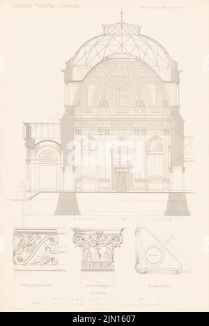 Durm Joseph (1837-1919), Städtische Vierordtbad, Karlsruhe. (De : Atlas au magazine for Building, éd. V. G. Erbkam, JG. 24, 1874.) (1874-1874): section transversale, détails. Point sur papier, 43,2 x 29 cm (y compris les bords de numérisation) Durm Joseph (1837-1919): Städtische Vierordtbad, Karlsruhe. (AUS: Atlas zur Zeitschrift für Bauwesen, hrsg. V. G. Erbkam, JG. 24, 1874) Banque D'Images