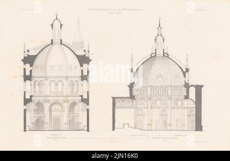 Strack Heinrich (1841-1912), Incoronata, Lodi. S. Maria, Busto Arsizio. (De : Atlas au magazine for Building, éd. V.F. Endell, JG. 27, 1877.) (1877-1877): coupes transversales. Pression sur le papier, 29,5 x 45,2 cm (y compris les bords de numérisation) Strack Heinrich (1841-1912): Incoronata, Lodi. S. Maria, Busto Arsizio. (AUS: Atlas zur Zeitschrift für Bauwesen, hrsg. V. F. Endell, JG. 27, 1877) Banque D'Images