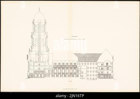 Hoffmann Ludwig (1852-1932), nouvelle maison de ville, Berlin. (Depuis : les nouveaux bâtiments de la ville de Berlin, vol. X, 1911) (1911) : section longitudinale. Impression sur papier, 53,1 x 80,6 cm (y compris les bords de numérisation) Hoffmann Ludwig (1852-1932): Neues Stadthaus, Berlin. (AUS: Neubauten der Stadt Berlin, BD X, 1911) Banque D'Images