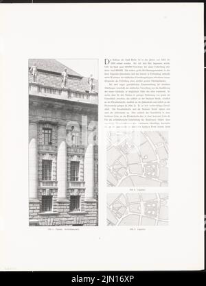 Hoffmann Ludwig (1852-1932), nouvelle maison de ville, Berlin. (De: Nouveaux bâtiments de la ville de Berlin, vol. X, 1911) (1911): Plans d'emplacement, détails. Pression sur le papier, 52,9 x 40 cm (y compris les bords de balayage) Hoffmann Ludwig (1852-1932): Neues Stadthaus, Berlin. (AUS: Neubauten der Stadt Berlin, BD X, 1911) Banque D'Images