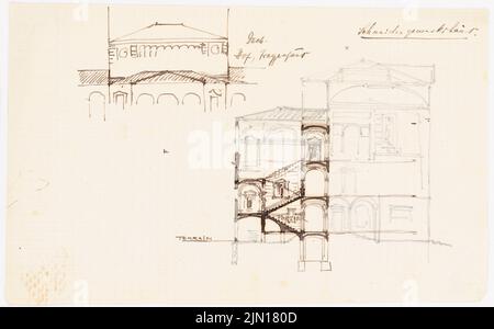 Titz Erich, Théâtre (sans dat.) : découper l'escalier, croquis de toit. Encre, crayon sur papier, 16 x 25,7 cm (y compris les bords de balayage) Titz Erich : Théâtre Banque D'Images
