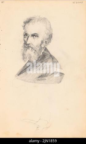 Titz Oskar (1845-1887), croquis (sans date) : Portrait de Michel-Ange. Crayon sur papier, 21,8 x 13,6 cm (y compris les bords de numérisation) Titz Oskar (1845-1887): Skizzenbuch Banque D'Images