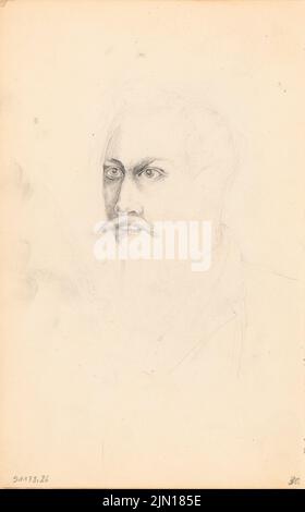 Titz Oskar (1845-1887), carnet de croquis (sans dat.) : portrait d'un homme avec une barbe et un collier filaires. Crayon sur papier, 21,8 x 13,6 cm (y compris les bords de numérisation) Titz Oskar (1845-1887): Skizzenbuch Banque D'Images