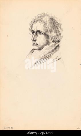 Titz Oskar (1845-1887), carnet de croquis (sans dat.) : portrait d'un homme. Encre sur papier, 21,7 x 13,6 cm (y compris les bords de numérisation) Titz Oskar (1845-1887): Skizzenbuch Banque D'Images