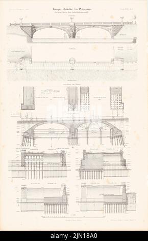 Poetsch Otto (1848-1915), long pont à Potsdam. (De : Atlas à la revue for Building, éd. V. Ministry of public Work, JG. 39, 1889) (1889-1889): plan d'étage, vue, coupes. Lithographie sur papier, 46,3 x 29,8 cm (y compris les bords de balayage) Poetsch Otto (1848-1915): Lange Brücke, Potsdam. (AUS: Atlas zur Zeitschrift für Bauwesen, hrsg. V. Ministerium der öffentlichen Arbeiten, JG. 39, 1889) Banque D'Images