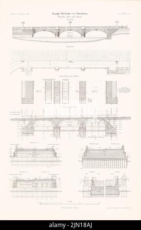 Poetsch Otto (1848-1915), long pont à Potsdam. (De : Atlas à la revue for Building, éd. V. Ministry of public Work, JG. 39, 1889) (1889-1889): plan d'étage, vue, coupes. Lithographie sur papier, 45,9 x 29,4 cm (y compris les bords de balayage) Poetsch Otto (1848-1915): Lange Brücke, Potsdam. (AUS: Atlas zur Zeitschrift für Bauwesen, hrsg. V. Ministerium der öffentlichen Arbeiten, JG. 39, 1889) Banque D'Images