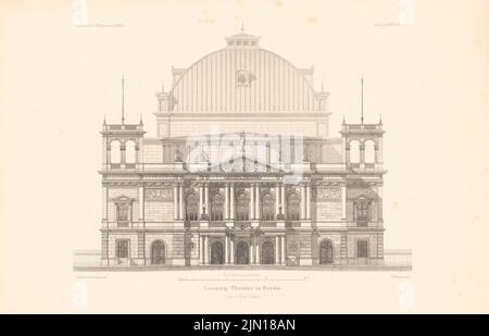 Hude & Hennicke, Lessing-Theatre, Berlin. (De : Atlas à la revue for Building, éd. V. Ministry of public Work, JG. 39, 1889) (1889-1889) : vue avant. Couture sur papier, 29,1 x 45,3 cm (y compris les bords de numérisation) Hude & Hennicke : Lessing-Theatre, Berlin. (AUS: Atlas zur Zeitschrift für Bauwesen, hrsg. V. Ministerium der öffentlichen Arbeiten, JG. 39, 1889) Banque D'Images