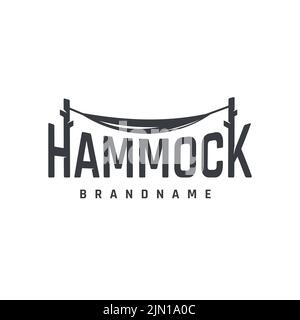 Logo design Hammock illustration, vacances d'été avec des polices manuscrites, détente, modèles, symboles. Illustration de Vecteur