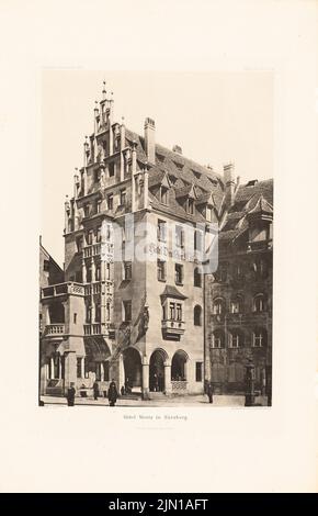 Walther Conradin (1846-1910), Hotel Wentz, Nuremberg. (De : Atlas à la revue for Building, éd. V. Ministry of public Work, JG. 41, 1891) (1891-1891): Vue. Pression sur papier, 46 x 29,7 cm (y compris les bords de numérisation) Walther Conradin (1846-1910): Hotel Wentz, Nürnberg. (AUS: Atlas zur Zeitschrift für Bauwesen, hrsg. V. Ministerium der öffentlichen Arbeiten, JG. 41, 1891) Banque D'Images