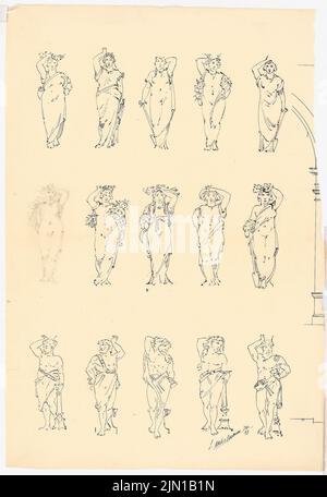 Neckelmann Skjold (1854-1903), figures allégoriques: Vues. Encre sur papier, 65,2 x 44,8 cm (bord de numérisation inclus). Musée de l'architecture de l'Université technique de Berlin Inv. N° 54554. Neckelmann Skjold (1854-1903): Allegorische Figuren Banque D'Images