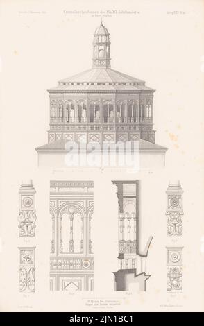 Strack Heinrich (1841-1912), S. Maria, Saronno. (De: Atlas au magazine for Building, éd. V. G. Erbkam, né en 30, 1880) (1880-1880): Voir, détails Dome. Couture sur papier, 45,4 x 29,6 cm (y compris les bords de numérisation) Strack Heinrich (1841-1912): S. Maria, Saronno. (AUS: Atlas zur Zeitschrift für Bauwesen, hrsg. V. G. Erbkam, JG. 30, 1880) Banque D'Images