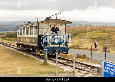 Llandudno nord du pays de Galles royaume-uni 01 août 2022 le tramway Great Orme est le seul funiculaire ou tramway téléélectrique qui circule sur la voie publique des Britanniques Banque D'Images