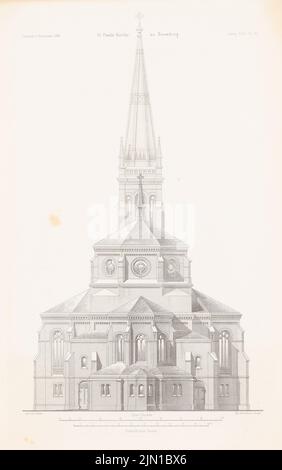 Adler Friedrich (1827-1908), Saint-Paulskirche, Bromberg. (De : Atlas au magazine for Building, éd. V. G. Erbkam, JG. 32, 1882) (1882-1882): Vue chorale. Pression sur papier, 45,8 x 28,6 cm (y compris les bords de balayage) Adler Friedrich (1827-1908): St. Paulskirche, Bromberg. (AUS: Atlas zur Zeitschrift für Bauwesen, hrsg. V. G. Erbkam, JG. 32, 1882) Banque D'Images