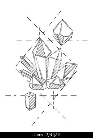 Arrière-plan avec cristaux ou minéraux cristallins. Bijoux pierres précieuses précieuses ou semi-précieuses. Illustration de Vecteur