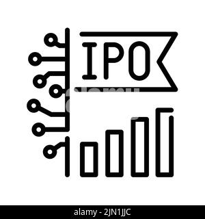 Icône de ligne de couleur de signe IPO. Offre publique initiale. Pictogramme pour page Web. Illustration de Vecteur