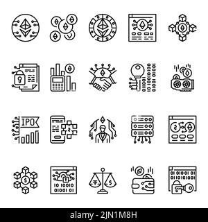 Jeu d'icônes de couleur Ethereum. Affiche une page Web, une application mobile, un bouton. Contour modifiable. Illustration de Vecteur