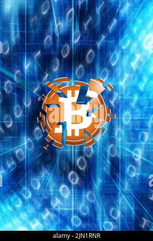 Concept d'écrasement de la monnaie crypto-Bitcoin Banque D'Images