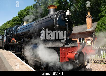 Train à vapeur Foxcote Manor à la gare de Stogumber. Great Western Railway GWR. Somerset Royaume-Uni Banque D'Images