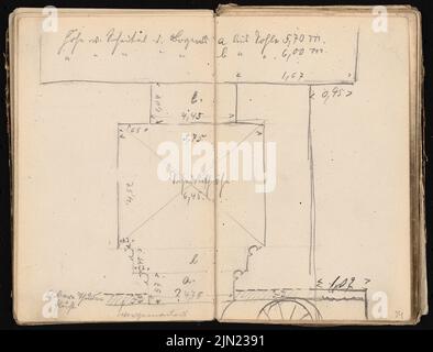 Lehmmübner Paul (1855-1916), sketchbook: Croquis à la main de 1885 (1885): Plan d'étage. Crayon sur papier, 17 x 22,3 cm (y compris les bords de numérisation) Banque D'Images