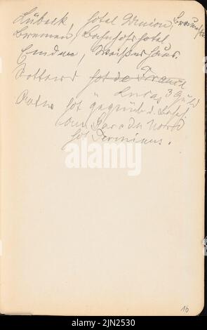 Lehmmübner Paul (1855-1916), sketchbook: Allemagne du Nord (sans dat.): Texte. Crayon sur papier, 15,9 x 10,4 cm (y compris les bords de numérisation) Banque D'Images