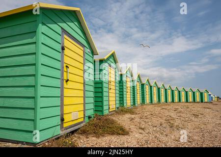 Littlehampton, 21 juillet 2022 : cabines de plage Banque D'Images