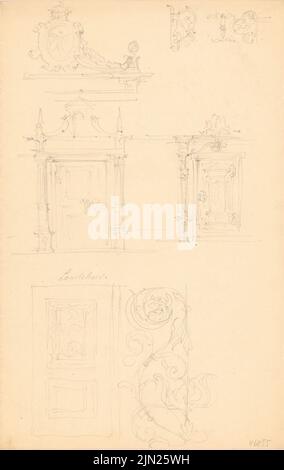 Persius Reinhold (1835-1912), Bâtiment des déseaux, Landshut: Vues, Détails. Crayon sur papier, 33 x 20,8 cm (y compris les bords de numérisation) Banque D'Images