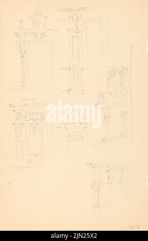 Persius Reinhold (1835-1912), Bâtiment des déseaux, Augsbourg: Vues, Détails. Crayon sur papier, 32,8 x 21,1 cm (y compris les bords de numérisation) Banque D'Images