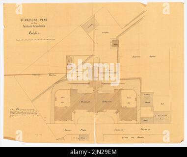 Gustav ail (1833-1916), séminaire des enseignants, Köslin: Plan du site. Tuche aquarelle sur transparent, 52,4 x 66,5 cm (y compris les bords du balayage) Banque D'Images