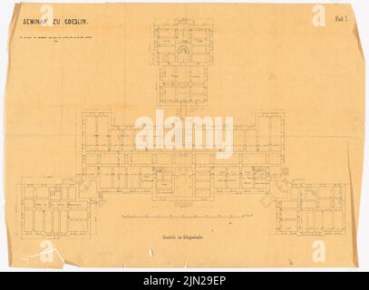 Gustav ail (1833-1916), séminaire des enseignants, Köslin: Plan d'étage. Encre sur transparent, 48,7 x 66,1 cm (y compris les bords de numérisation) Banque D'Images