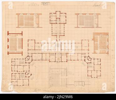 Gustav ail (1833-1916), séminaire des enseignants, Kyritz: Plan d'étage. Crayon, aquarelle d'encre sur papier, 36 x 44,6 cm (y compris les bords de numérisation) Banque D'Images