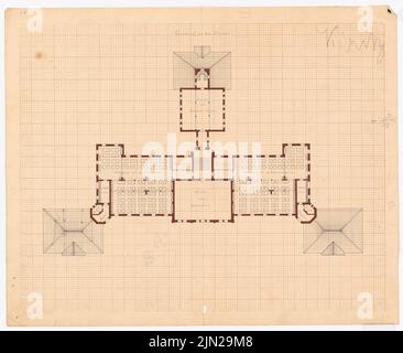 Gustav ail (1833-1916), séminaire d'enseignants, Kyritz: Plan d'étage 2nd étage. Crayon, aquarelle d'encre sur papier, 36,6 x 44,8 cm (y compris les bords de numérisation) Banque D'Images