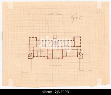 Gustav ail (1833-1916), séminaire d'enseignants, Kyritz: Plan d'étage 3rd étage. Crayon, aquarelle d'encre sur papier, 36,1 x 45,2 cm (y compris les bords de numérisation) Banque D'Images