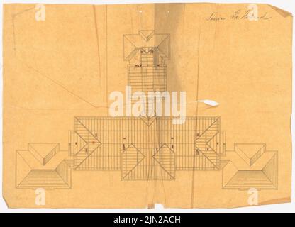 Gustav ail (1833-1916), bâtiment de séminaire, Prusse Hollande: Plan d'étage grenier. Tuche aquarelle sur transparent, 47,6 x 66 cm (y compris les bords du balayage) Banque D'Images