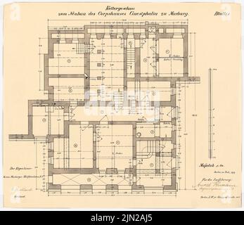 Knoblauch Gustav (1833-1916), Corpshaus Guestphalia, Marburg: Grundriss Keller 1:50. Encre sur transparent, 52,7 x 60,9 cm (y compris les bords de numérisation) Banque D'Images