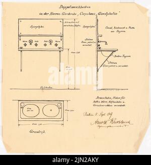 Knoblauch Gustav (1833-1916), Corpshaus Guestphalia, Marburg: 3 détails garde-robe pour hommes. Encre sur transparent, 38 x 37 cm (y compris les bords de numérisation) Banque D'Images