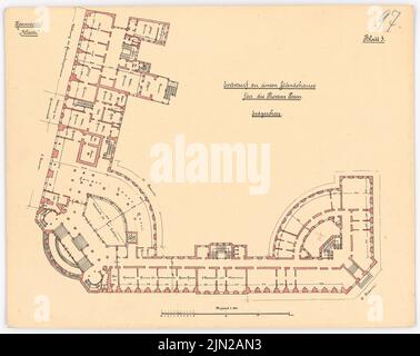 Knoblauch, Arnold & Knoblauch, Gustav, Ständhaus pour la province de Poznan, Poznan: Grundriss EG 1: 200. Encre, crayon de couleur sur carton, 52,1 x 65,6 cm (y compris les bords de numérisation) Banque D'Images