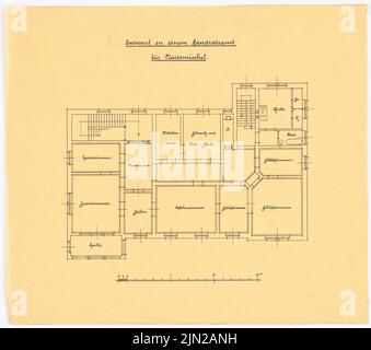 Gustav ail (1833-1916), maison de quartier, Neutomischel: Plan d'étage. Encre sur transparent, 37,6 x 42,5 cm (y compris les bords de numérisation) Banque D'Images