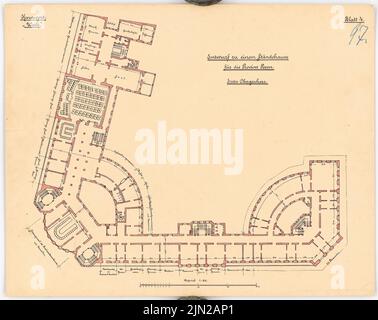 Knoblauch, Arnold & Knoblauch, Gustav, Ständhaus pour la province de Poznan, Poznan: Plan d'étage 1st étage 1: 200. Encre, crayon de couleur sur carton, 51,9 x 65,4 cm (y compris les bords de numérisation) Banque D'Images