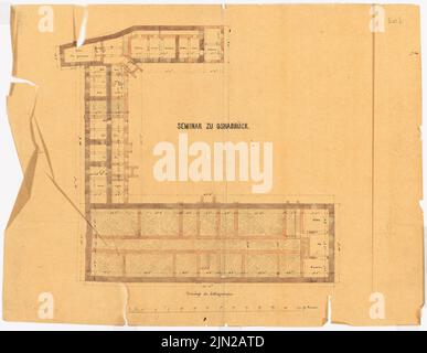 Gustav ail (1833-1916), bâtiment de séminaire, Osnabrück: Grundriss Keller. Tuche aquarelle sur transparent, 51,4 x 66,3 cm (y compris les bords du balayage) Banque D'Images