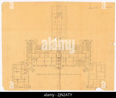 Gustav ail (1833-1916), bâtiment de séminaire, Cammin: Plan d'étage. Encre sur transparent, 52 x 65,5 cm (y compris les bords de numérisation) Banque D'Images