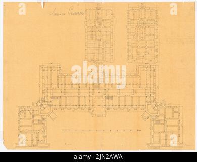 Gustav ail (1833-1916), bâtiment de séminaire, Cammin: Plan d'étage. Encre sur transparent, 50,2 x 65,3 cm (y compris les bords de numérisation) Banque D'Images