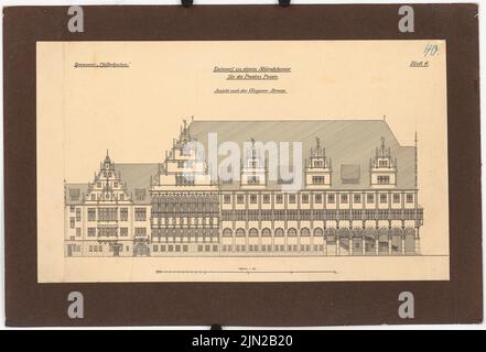 Knoblauch, Arnold & Knoblauch, Gustav, Ständhaus pour la province de Poznan, Poznan: Tourner la façade Glogauer Straße 1: 100. Encre sur papier sur carton, 78,5 x 115,4 cm (y compris les bords de numérisation) Banque D'Images