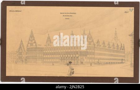 Knoblauch, Arnold & Knoblauch, Gustav, Ständhaus pour la province de Poznan, Poznan : perspective. Crayon sur carton, 66,4 x 110,6 cm (y compris les bords de numérisation) Banque D'Images