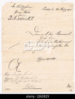 Knoblauch, Arnold & Knoblauch, Gustav, Ständhaus pour la province de Poznan, Poznan : bref. Encre sur papier, 27,5 x 22,1 cm (y compris les bords de numérisation) Banque D'Images