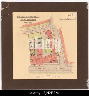 Knoblauch, Arnold & Knoblauch, Gustav, Ständhaus pour la province de Poznan, Poznan: Plan du site 1: 500. Encre, crayon de couleur sur papier sur carton, 56 x 55,5 cm (y compris les bords de numérisation) Banque D'Images