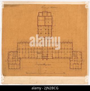 Gustav ail (1833-1916), séminaire des enseignants, Montabaur: Plan d'étage. Tuche aquarelle sur papier transparent, 52,4 x 55,4 cm (y compris les bords de numérisation) Banque D'Images